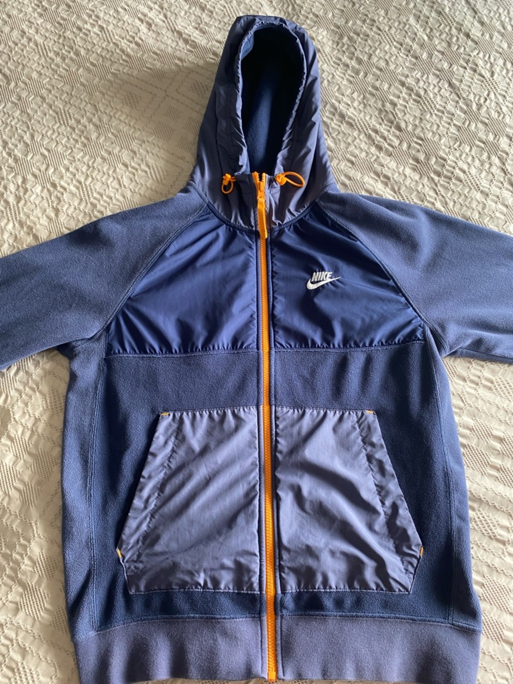 Nike Navy and Orange Hooded Zip Jacket